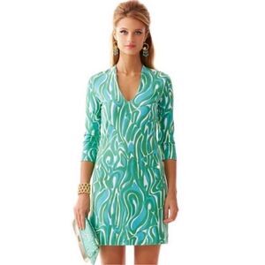 Lilly Pulitzer Charlena Finders Keepers Deep V Ponte Shift Dress M